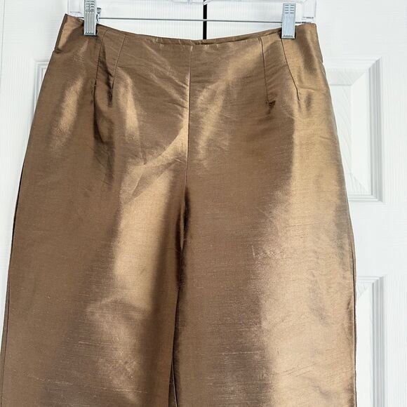 Vintage Jami's Lifestyle 100% Silk Pants Size 8 Metallic Bronze - Picture 3 of 10